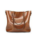 Oil-Wax Artificial Leather Tote – Large-Capacity, Vintage Finish & Elegant Shoulder Bag-HighTouch