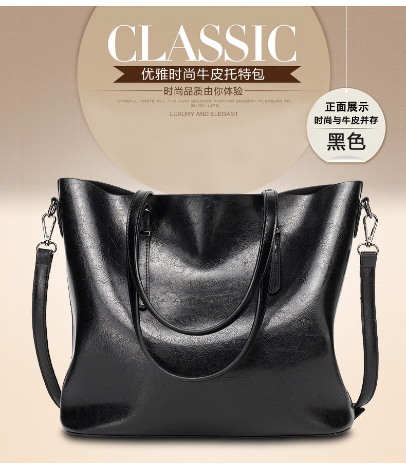 Oil-Wax Artificial Leather Tote – Large-Capacity, Vintage Finish & Elegant Shoulder Bag-HighTouch