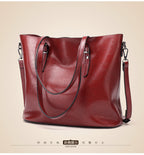 Oil-Wax Artificial Leather Tote – Large-Capacity, Vintage Finish & Elegant Shoulder Bag-HighTouch