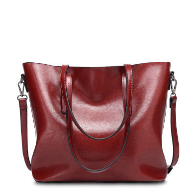 Oil-Wax Artificial Leather Tote – Large-Capacity, Vintage Finish & Elegant Shoulder Bag-HighTouch