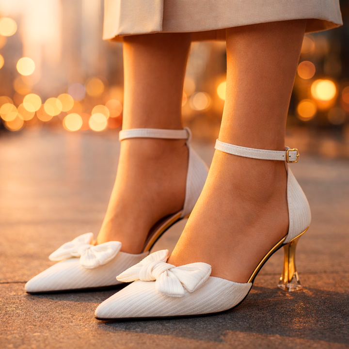 Women's Bow Heels – Elegant Pointed Toe Pumps
