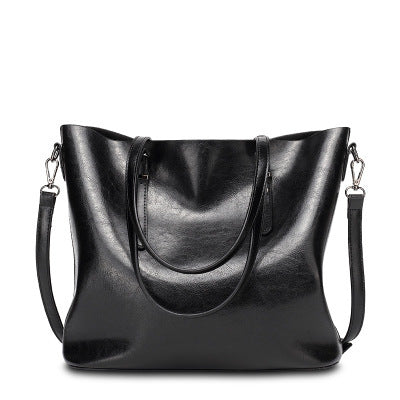 Oil-Wax Artificial Leather Tote – Large-Capacity, Vintage Finish & Elegant Shoulder Bag-HighTouch