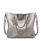 Oil-Wax Artificial Leather Tote – Large-Capacity, Vintage Finish & Elegant Shoulder Bag-HighTouch