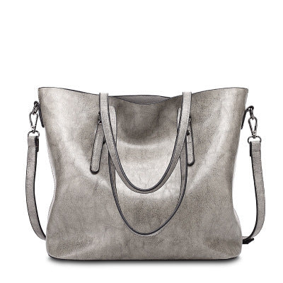 Oil-Wax Artificial Leather Tote – Large-Capacity, Vintage Finish & Elegant Shoulder Bag-HighTouch