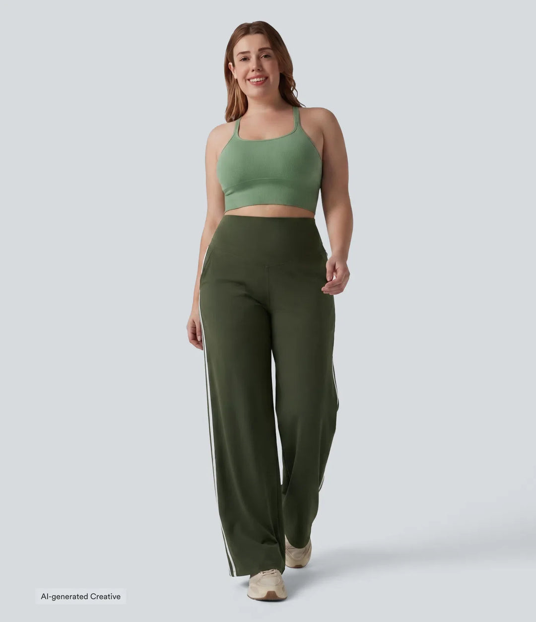 Plus Size Yoga Pants Women Tummy Control Baggy Stripe Pants