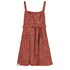 Mori Girl Sweet Square Neck Double-Breasted Jumper Dress-HighTouch