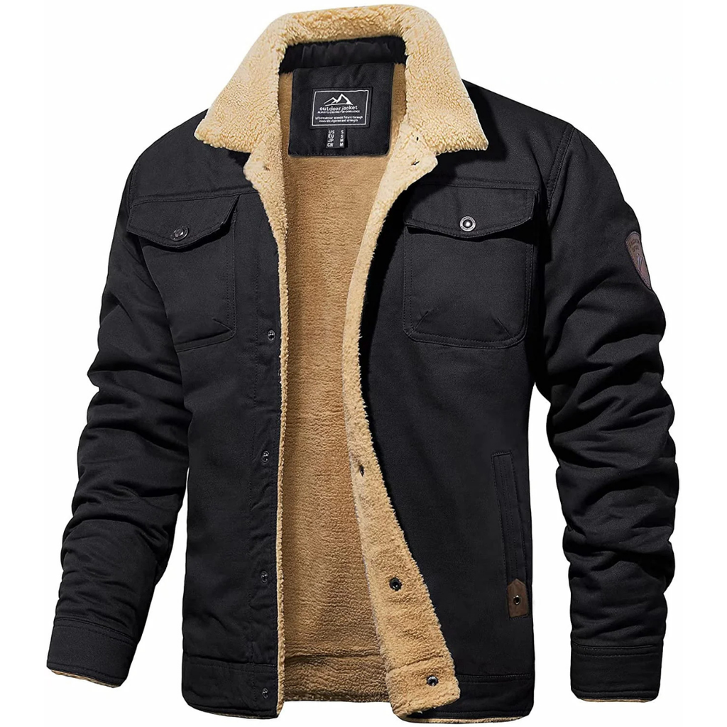Mens Warm Thick Down Filled Winter Jacket With Button Closure And Windproof