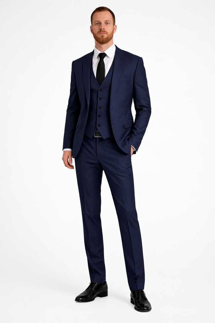 Edmundl | Men Linen 3-Piece Wedding Guest Suit Blazer Waistcoat Trousers
