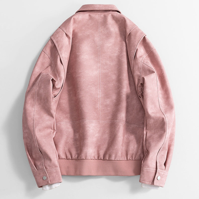 Men's Vegan Leather Bomber Jacket