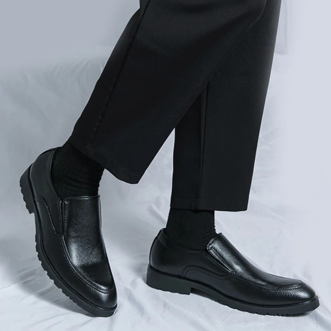 Men's Leather Slip-On Loafers | Classic Business Casual Dress Shoes