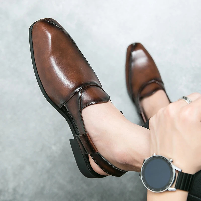 Men's Leather Slingback Slip-On Loafers