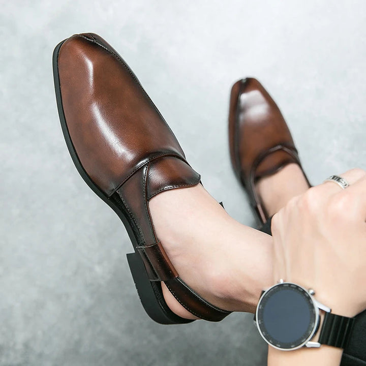 Men's Leather Slingback Slip-On Loafers