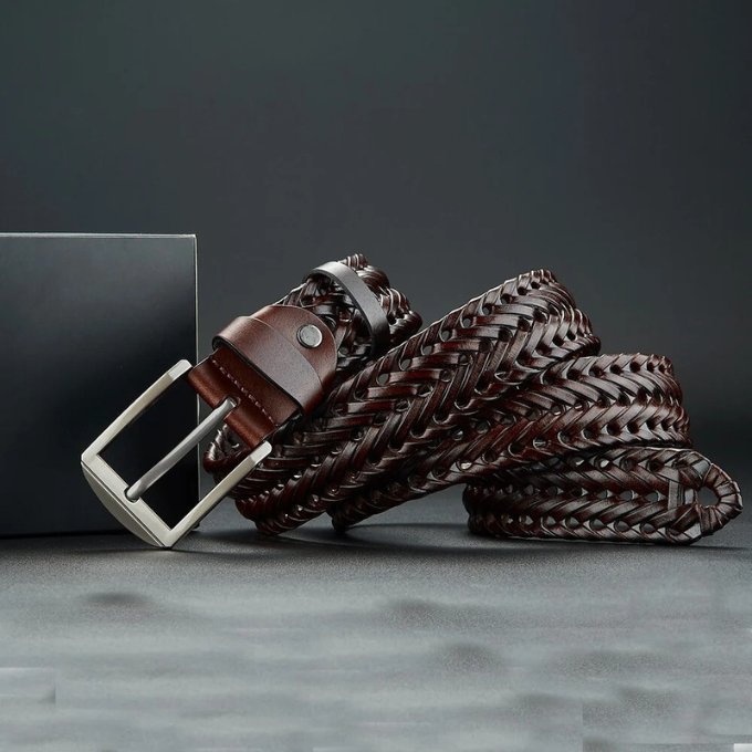 Men's Braided Cowhide Leather Belt