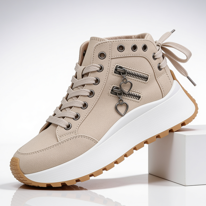 Women's Sweetheart Platform Sneakers Casual Lace Up Shoes