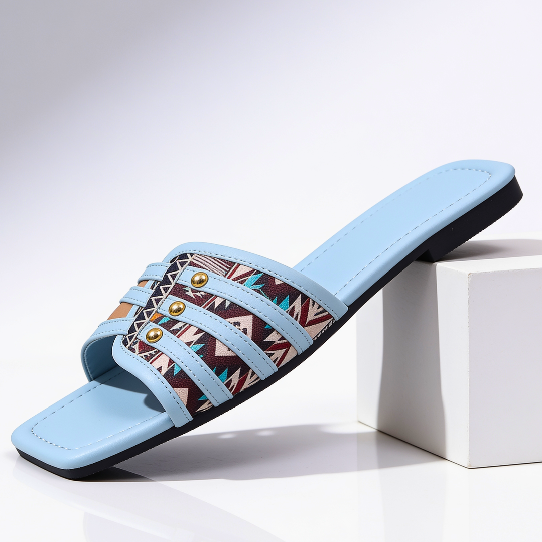 Women's Aztec Pattern Platform Slide Sandals