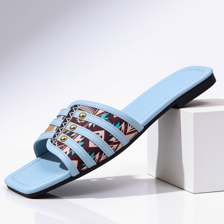 Women's Aztec Pattern Platform Slide Sandals