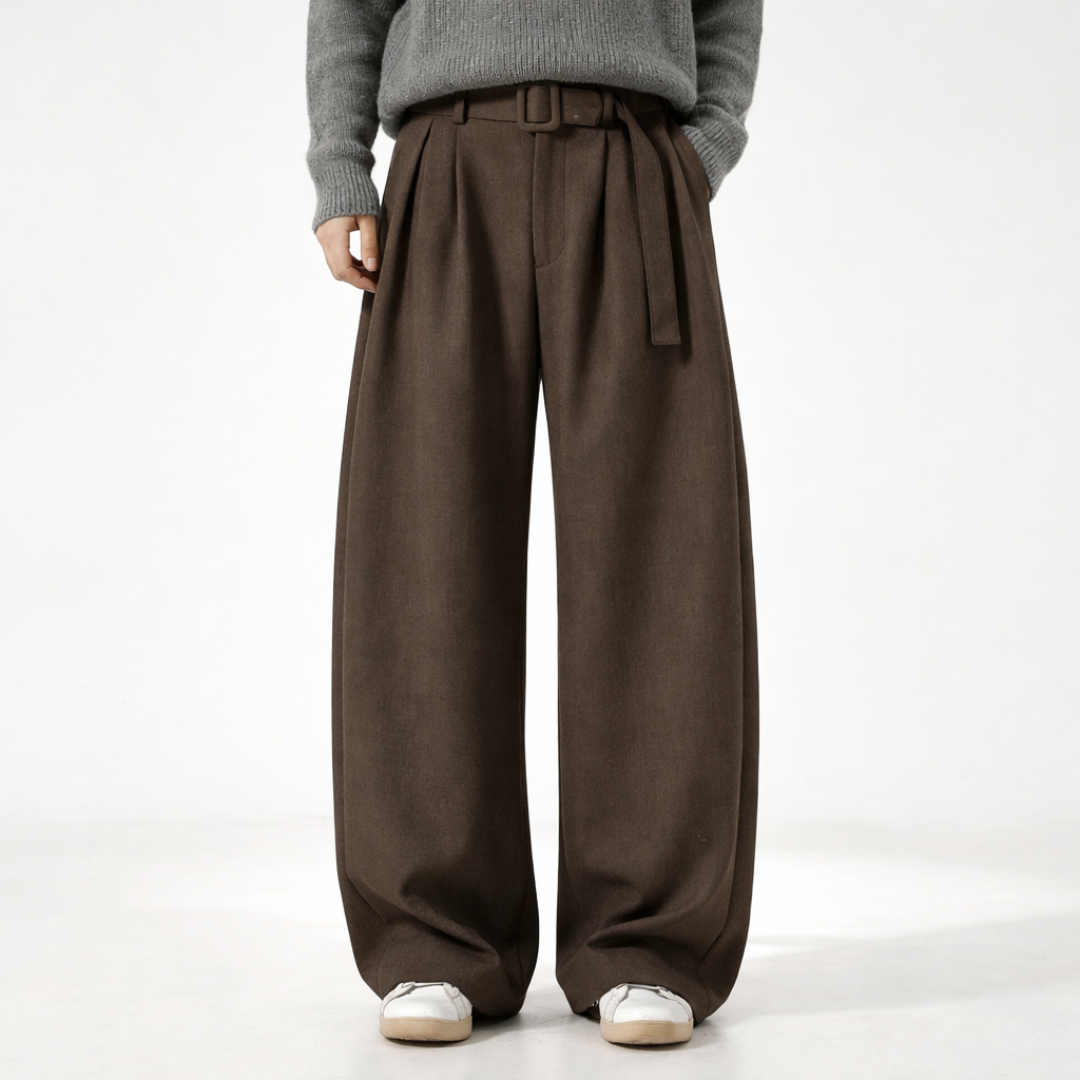 Men's Wide-Leg Wool Trousers – Tailored Comfort