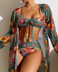 Juanita| Tropical Print Bikini Set with Cover-Up