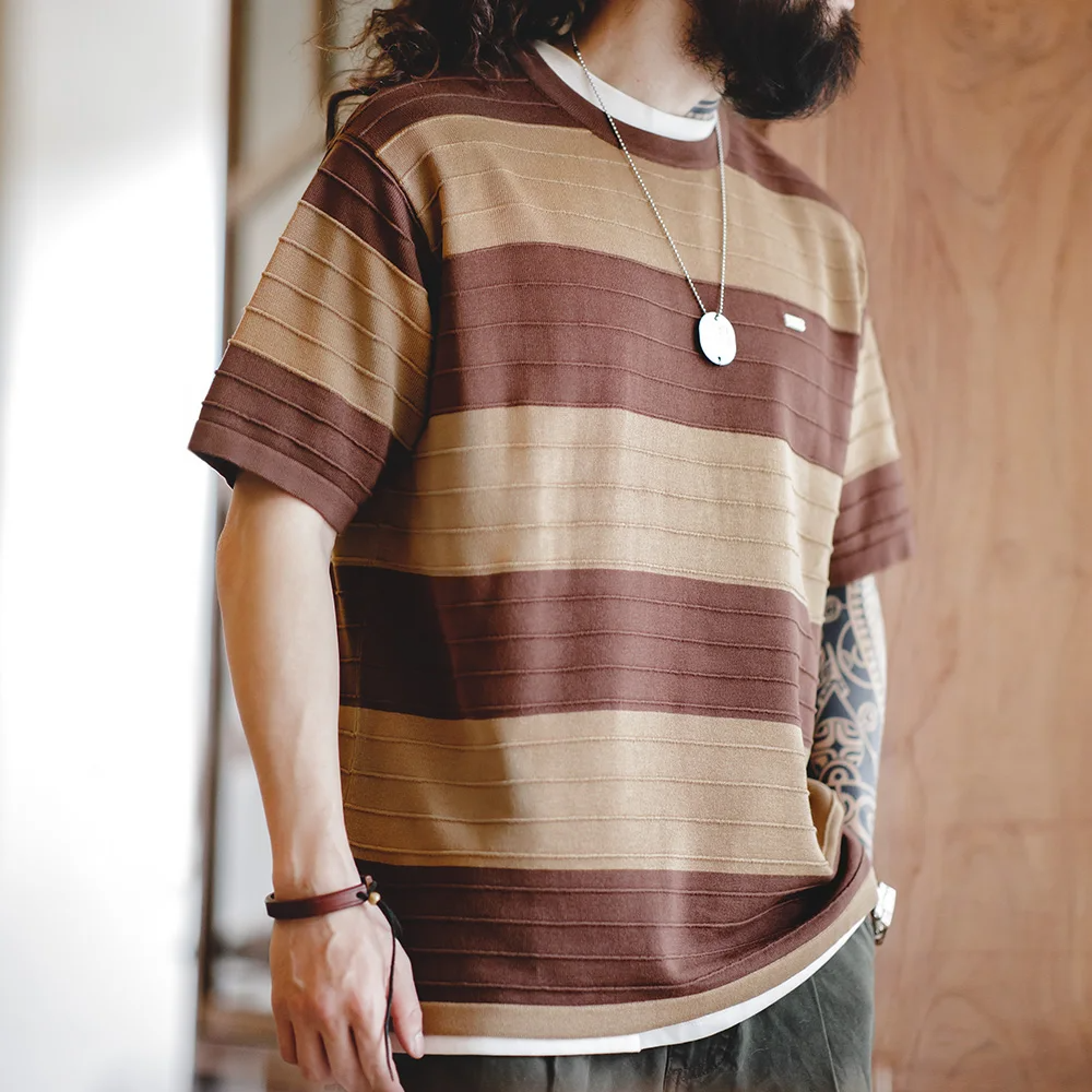 Men's Retro Striped T-Shirt – Soft Breathable