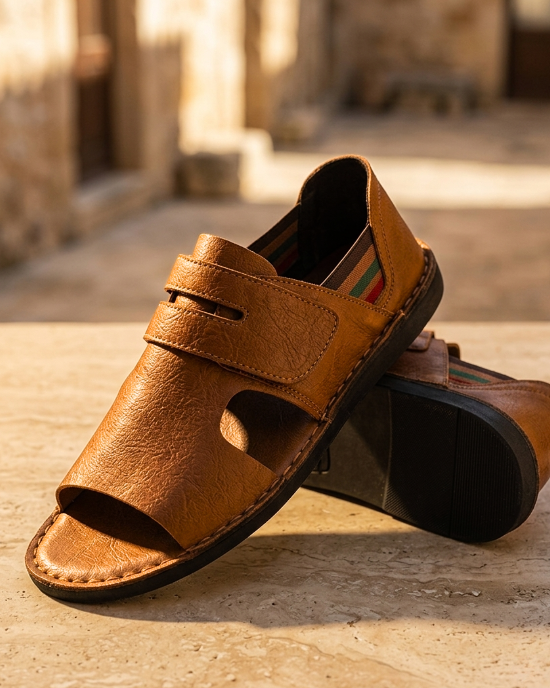 Men's Orthopedic Leather Sandals | Arch Support Walking Slides