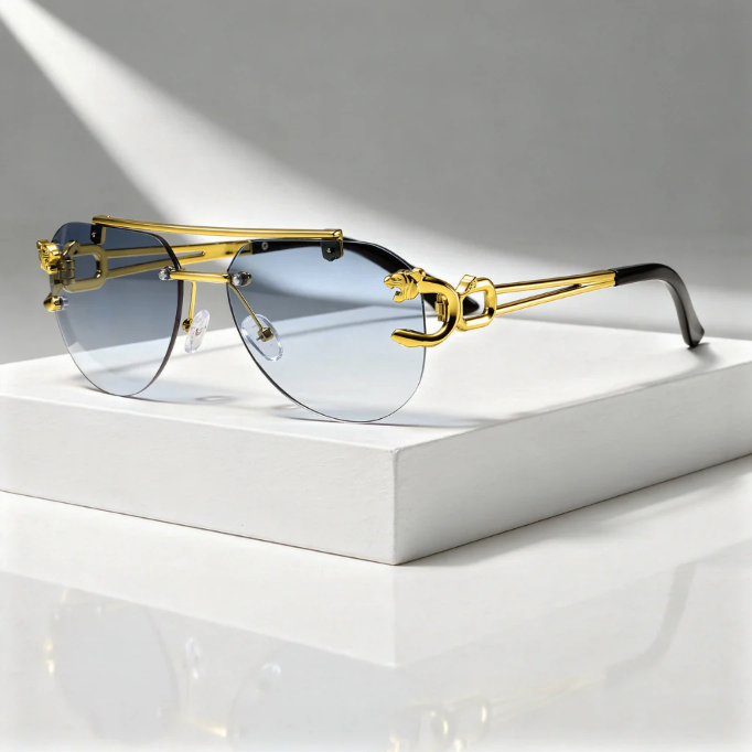 Men's Aviator Sunglasses – Gold Rimless UV400
