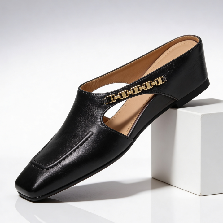 Women's Square Toe Mule Shoes Slip-On Dressy Sandals