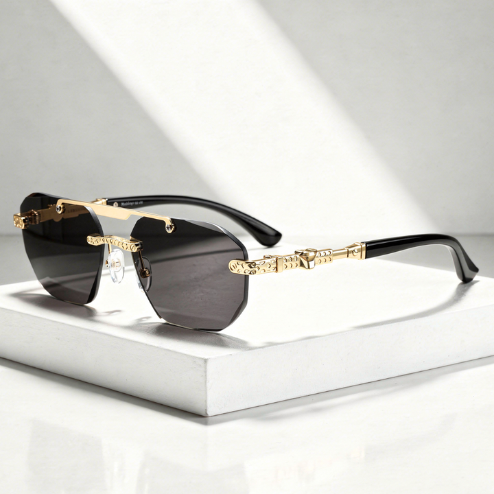UV400 Rimless Polygon Sunglasses – Adjustable Nose Pads