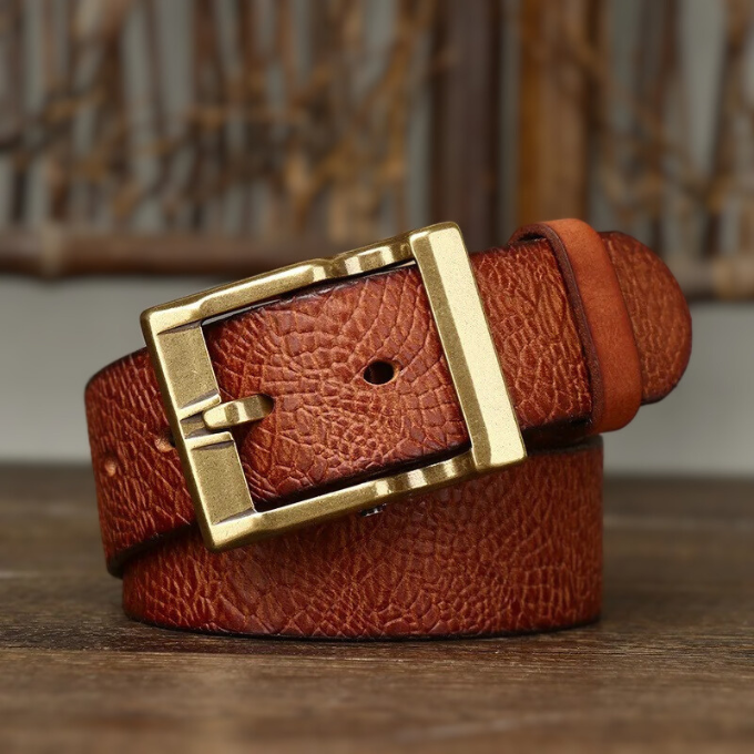 Men's Genuine Cowhide Leather Belt | Brass Buckle