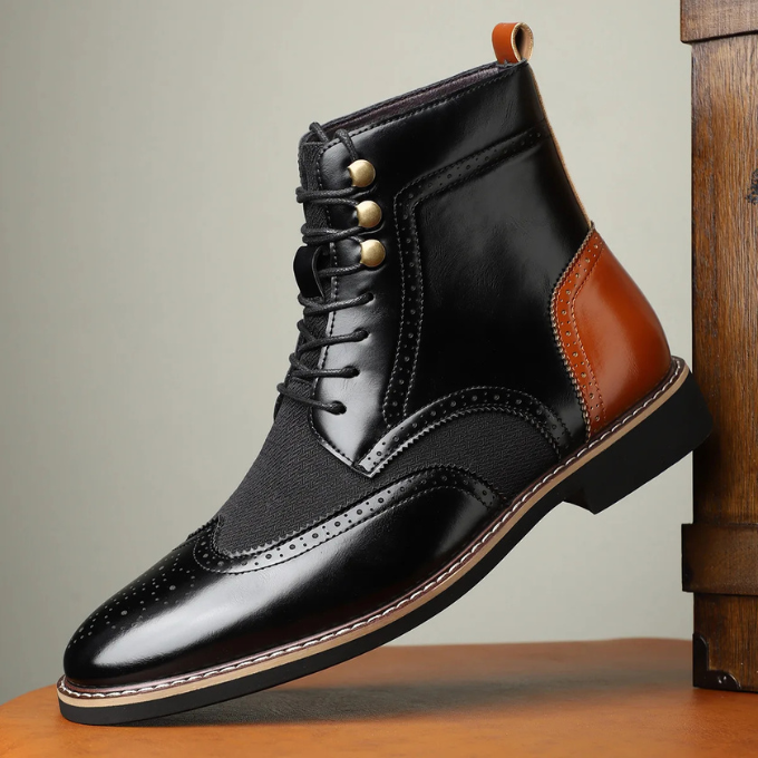Men’s Leather Brogue Boots – Smart Casual Style