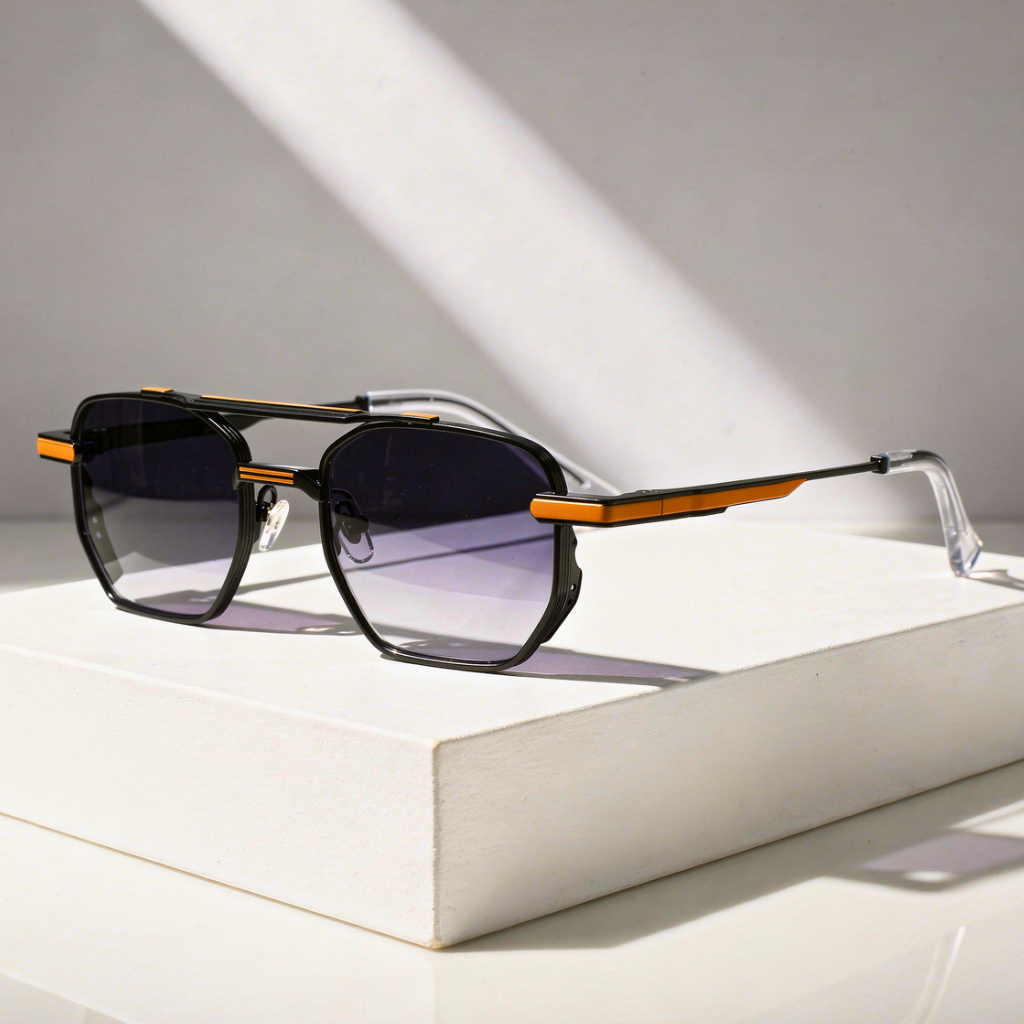 Men's Hexagonal Sunglasses with UV400 Protection