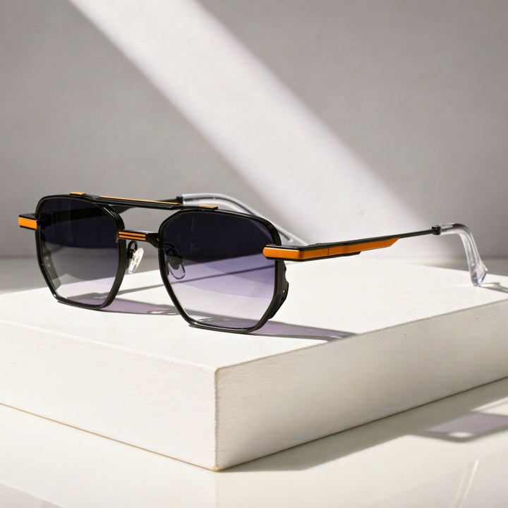 Men's Hexagonal Sunglasses with UV400 Protection