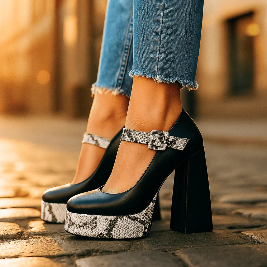 Women's Snakeskin Platform Heels – Orthopedic Arch Support