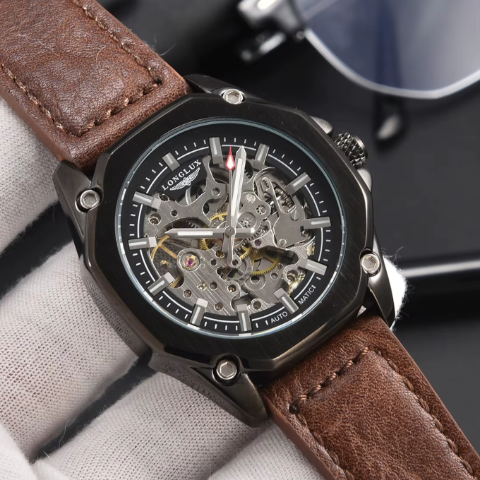 Men's Skeleton Leather Watch – Beck Atlas