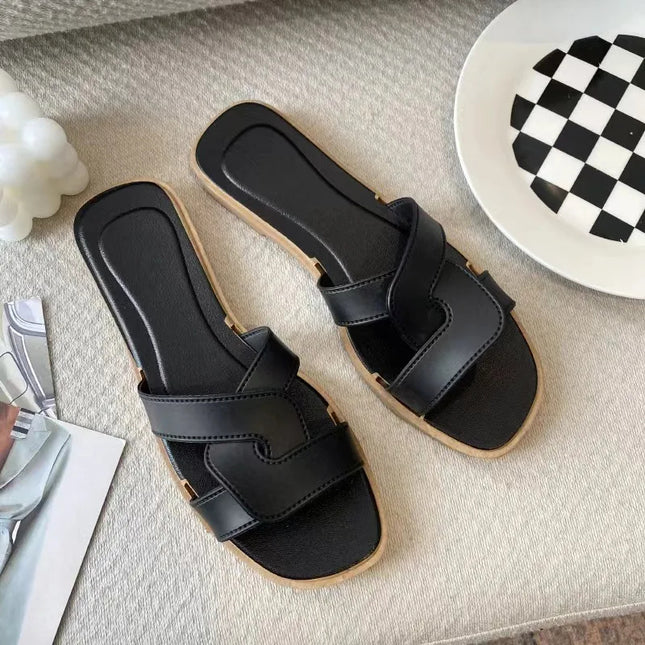 Women's Comfort Slide Sandals - Anti-Slip Cross-Strap Slippers w/PVC Sole | Sizes 5-11 | Wholesale Available