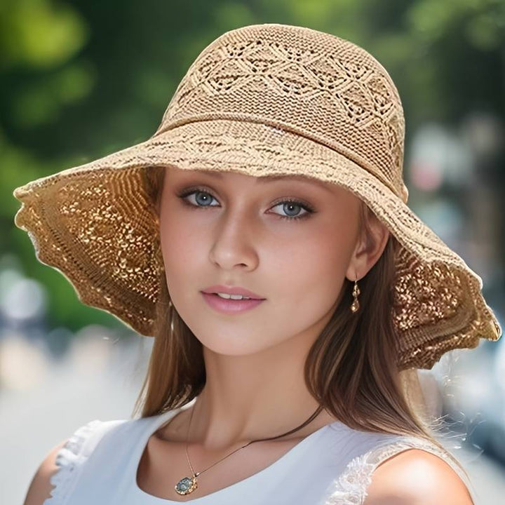 Brianna | Elegant wide-brimmed folding sun hat-HighTouch