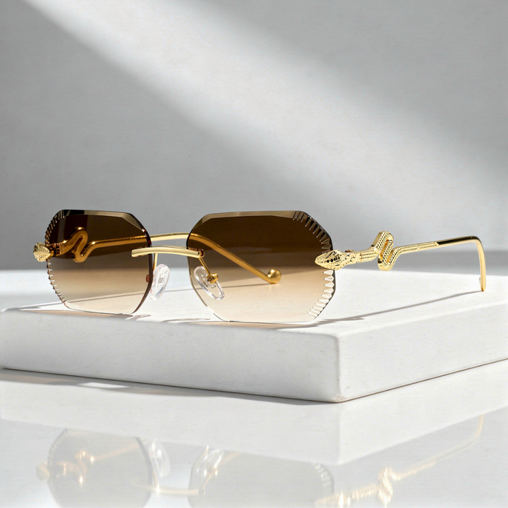 Women`s Rimless Sunglasses with UV400 Protection