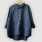 Women's Linen Blouse Button-Up Relaxed Fit Airy Long Sleeve Summer Tops