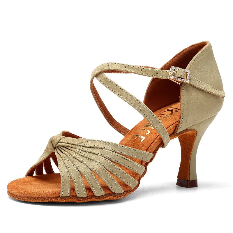 Red 7cm Soft Sole Women Latin Dance Shoes Strap Salsa Ballroom Tango Jazz Free Dancing Shoes