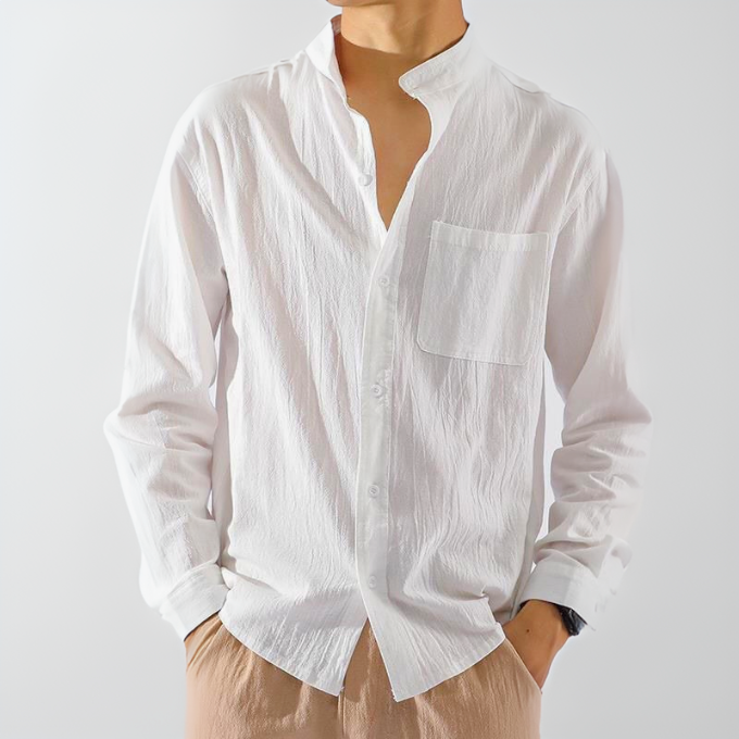 Men's Cotton Button-Up Shirt – Lightweight & Breathable