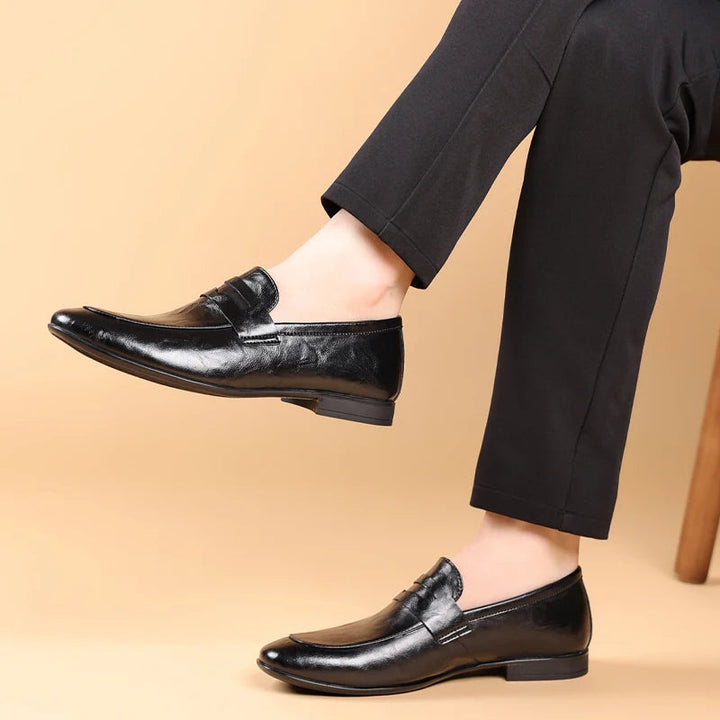 Men's Full-Grain Leather Square-Toe Loafers