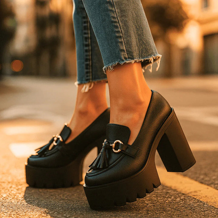 Women's Orthopedic Block Heels – Cushioned Tassel Loafer