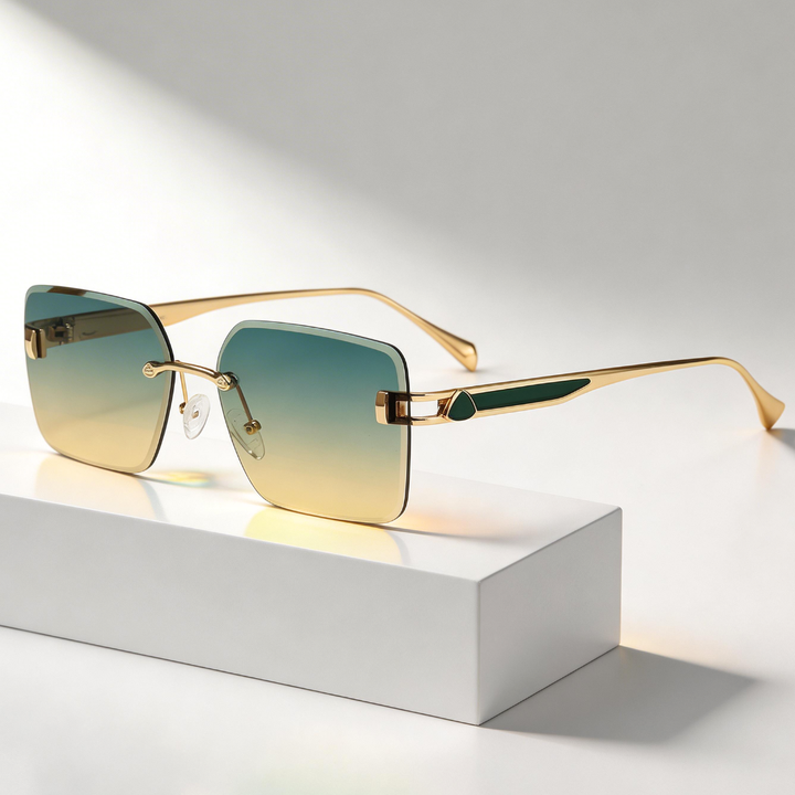 Women's Oversized UV400 Rimless Square Sunglasses