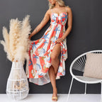 Sexy Print Lace-Up Maxi Dress-HighTouch