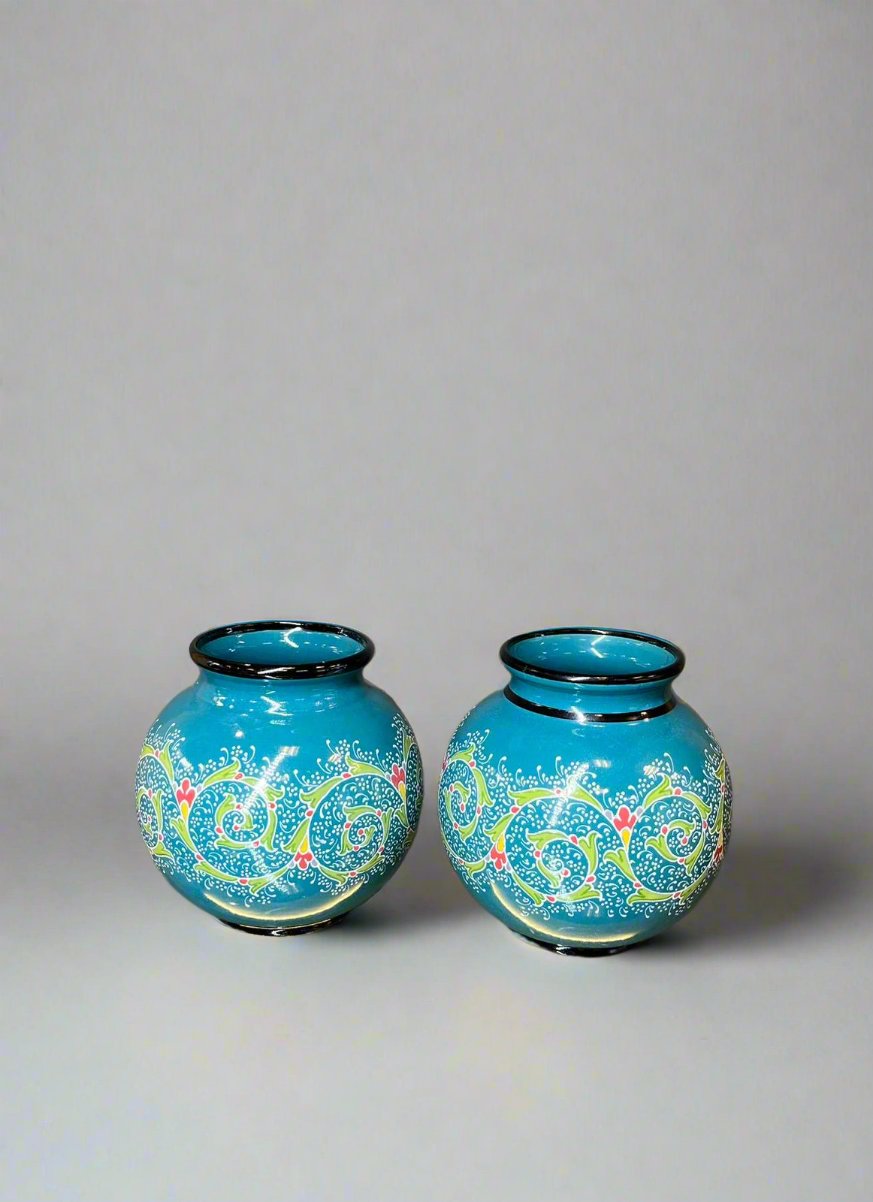 Glazed Blue Urn Vase - HighTouch 