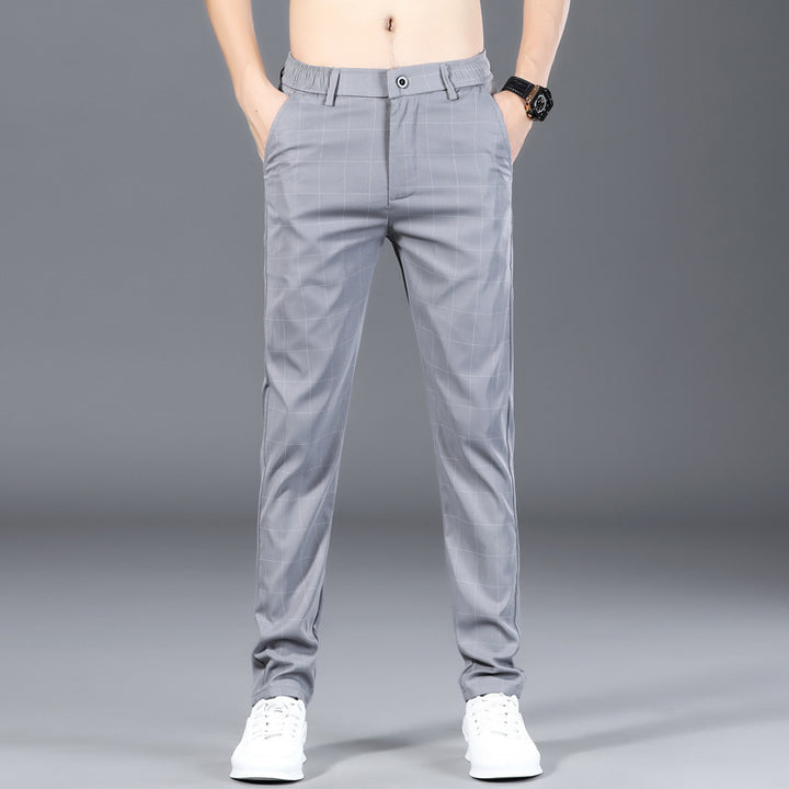 Men’s Plaid Straight Leg Pants – Casual Stretch Comfort-HighTouch