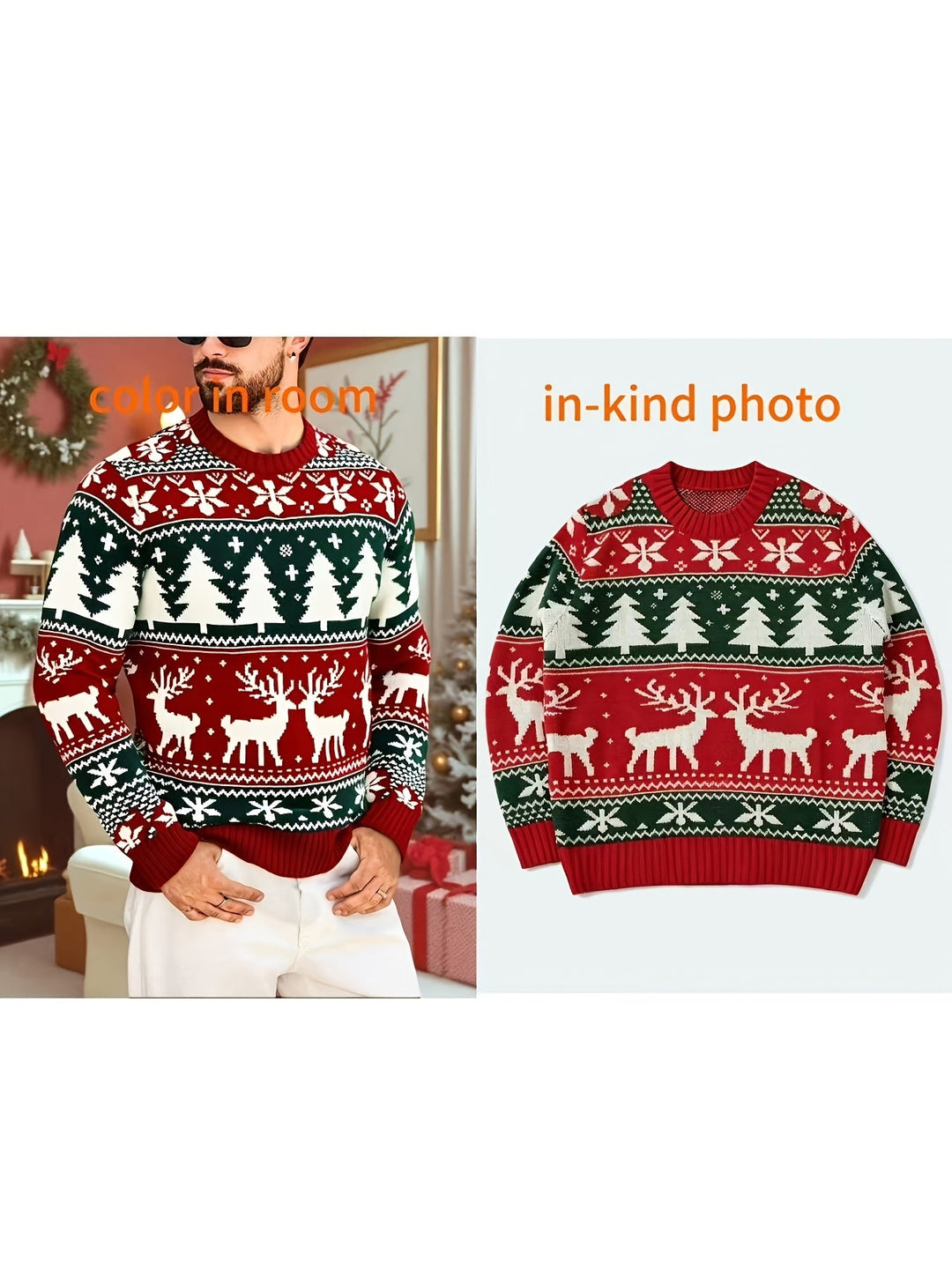 Men's Festive Knit Christmas Sweater with Winter Motifs