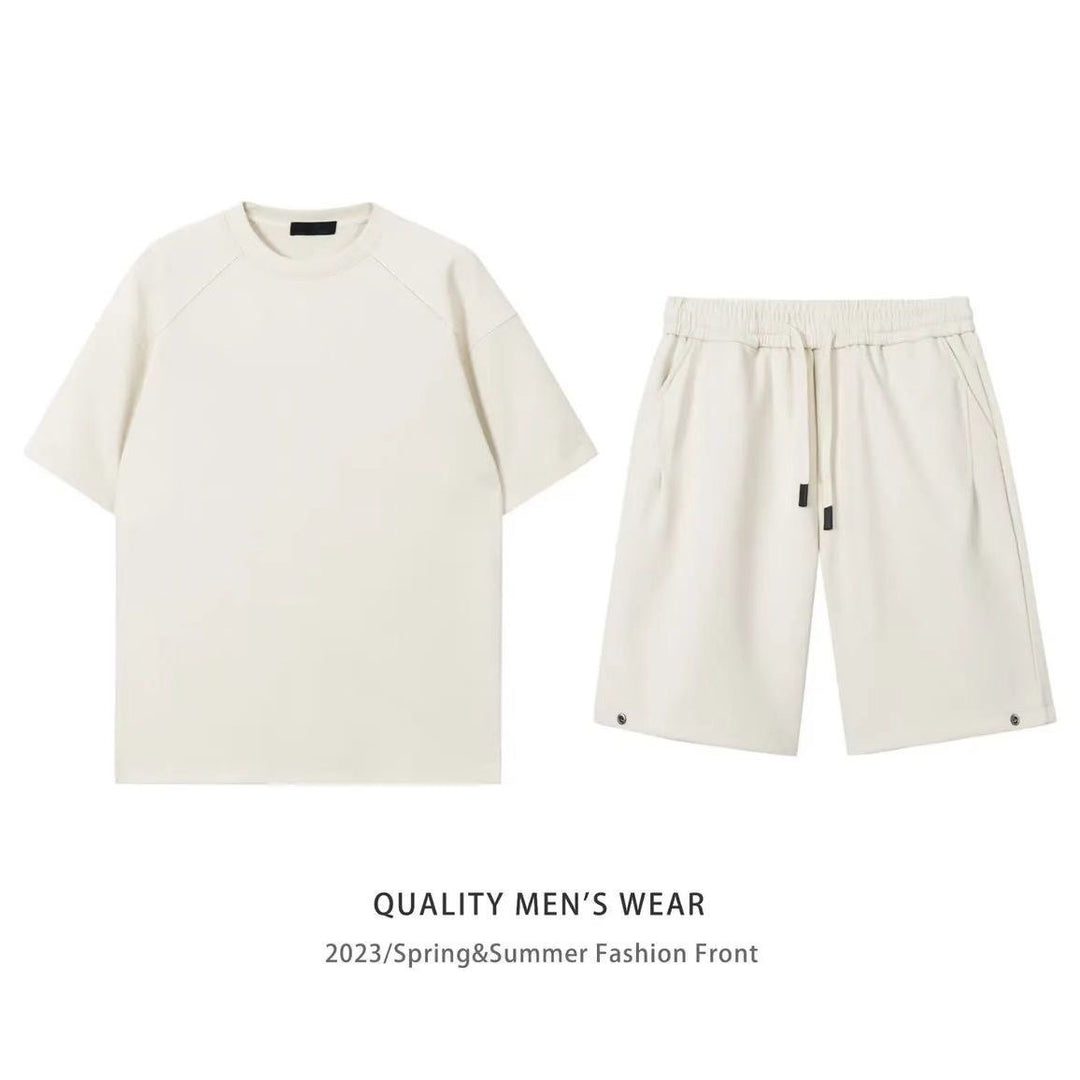 Summer Short Sleeve Cotton Casual Wear T-Shirt & Shorts Set-HighTouch