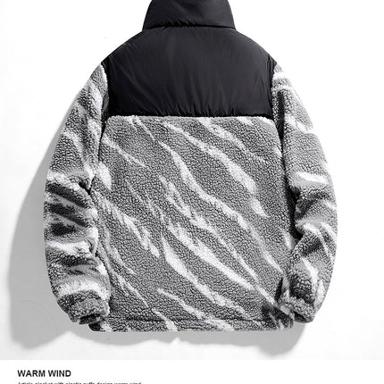 Autumn Men's Fleece Fashion Brand Contrast Color Baggy Coat