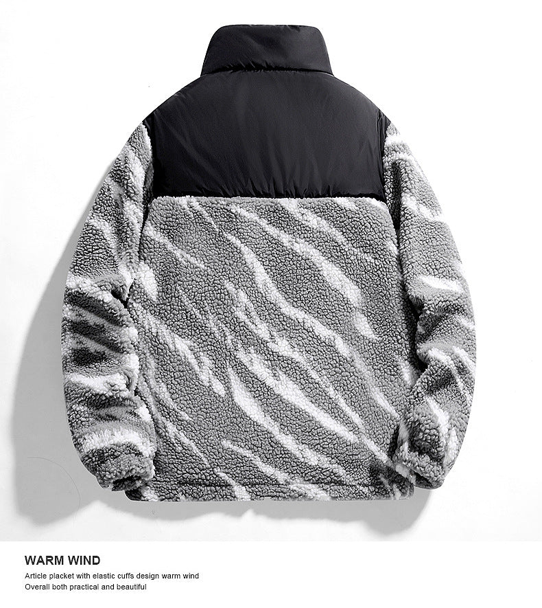 Autumn Men's Fleece Fashion Brand Contrast Color Baggy Coat-HighTouch
