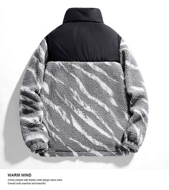 Autumn Men's Fleece Fashion Brand Contrast Color Baggy Coat-HighTouch